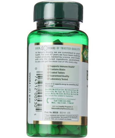 Nature's Bounty Vitamin B-Complex with Folic Acid & Vitamin C | 125 Count | Energy & Nervous System Support - Buy Online on GoSupps.com