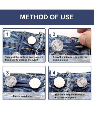 8PCS Button Extender Set for Trousers, Pants, Jeans, and Skirts - Adjustable Waistband Extension - Buy Online on GoSupps.com