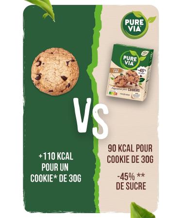 Pure Via - Pr paration pour Cookies aux p pites de chocolat - Faible teneur en sucre Sans Colorants Sans Conservateurs | 305g - Buy Online on GoSupps.com