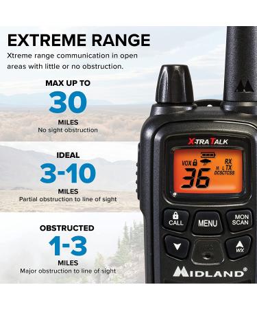 Midland LXT600VP3 FRS Two-Way Radio - 30 Mile Range Walkie Talkie 121 Privacy Codes NOAA Weather Alert - 2 Pack, Black - Buy Online on GoSupps.com
