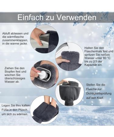 Electricity-Free Foot Warmer | 2L Heated Foot Bottle | Super Soft Winter Heating Mat for Cold Feet - Gray 38x32cm - Buy Online on GoSupps.com