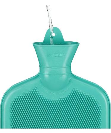 Relaxdays 2L Hot Water Bottle - Durable Safe & Odorless Natural Rubber in Turquoise - No Cover Needed - Buy Online on GoSupps.com