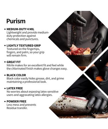 Purism Black Nitrile Gloves 4mil XL 100 Pcs - Powder-Free, Latex-Free, Black (Pack of 100) - Buy Online on GoSupps.com