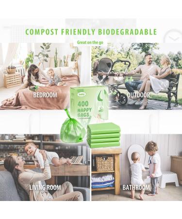 Eco-Friendly Baby Disposable Diaper Bags - Compostable & Biodegradable with Easy-Tie Handles (400 Pieces) | Perfect for Organic Waste Disposal - Buy Online on GoSupps.com