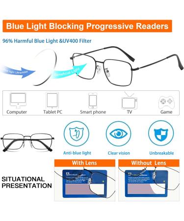 Men's Progressive Multifocus Photochromic Reading Glasses - Anti-Blue Light Multifocal Sunglasses - Black Frame 2.5x - International Shipping Available - Buy Online on GoSupps.com