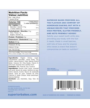 Superior Bakes Chocolate Peanut Butter ENERGY Balls Gluten Free 360g Chocolate 6g Protein per Per Serving Protein Ball Snack (1 pack of 12 balls) - Buy Online on GoSupps.com