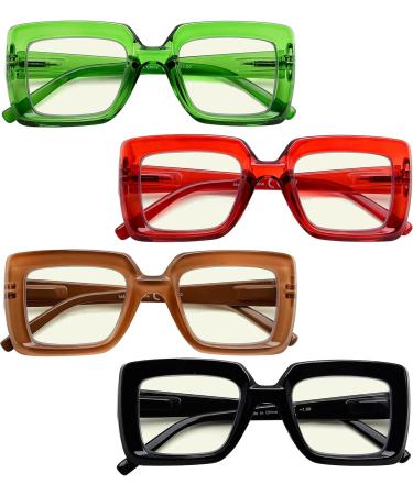 Eyekeper 4 Pack Blue Light Blocking Reading Glasses for Women - Square Computer Readers 1.25x - Buy Online on GoSupps.com