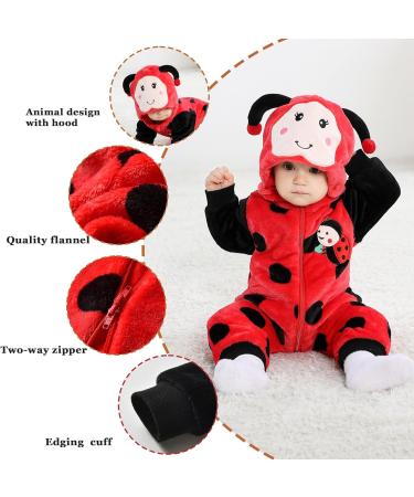 Doladola Unisex Baby Ladybug Romper | 3-6 Months Flannel One Piece Pajamas - Buy Online on GoSupps.com