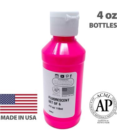 Milo Fluorescent Acrylic Paint Set - 6 Neon Colors | 4 oz Bottles | Made in the USA | Non-Toxic Craft Paint for Artists & Kids | UV Reactive | Glow in Black Light - Buy Online on GoSupps.com