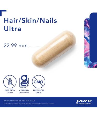 Pure Encapsulations Hair/Skin/Nails Ultra - Supplement for Collagen Antioxidants Skin Hydration Hair & Nails* - With Biotin Vitamin C & More - 60 Capsules - Buy Online on GoSupps.com