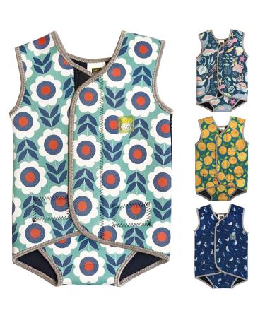 Swim Cosy Baby/Toddler Wetsuit Vest with UPF50 - Neoprene Wrap around design for Boys/Girls 0-3 years - Unicorns Dinosaurs Ducks Daisy Chain MEDIUM 6-18 Months