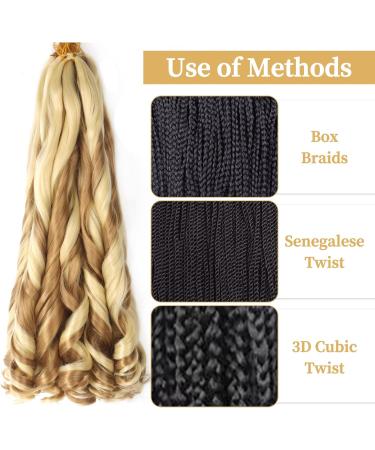 Ainimiu French Curly Braiding Hair 22 Inch 8 Packs - Pre Stretched Bouncy Braiding Hair- Loose Wavy Braiding Hair Synthetic Hair Extensions for Black Women 22 Inch(pack of 8) 27-613 - Buy Online on GoSupps.com