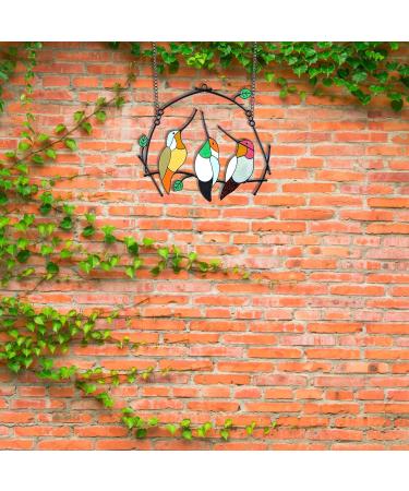 Stained Bird Ornaments Multicolor Cliplanyard Window Hanging - Metal Bird Garden Decoration (3 Birds) - Buy Online on GoSupps.com