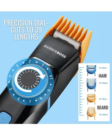 BarberBoss 3 in 1 Hair Clipper s Men s Grooming Kit Detail Hair & Beard Trimmer Precision Dial 3 Cutting Blades LED Display USB Rechargeable and 100% Waterproof QR-6087 - Buy Online on GoSupps.com
