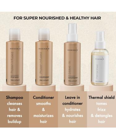 MOEHAIR Travel Kit - Protein Shampoo & Conditioner Set Sulfate & Paraben Free Leave-In Conditioner & Heat Protectant | Ideal for All Hair Types - Buy Online on GoSupps.com