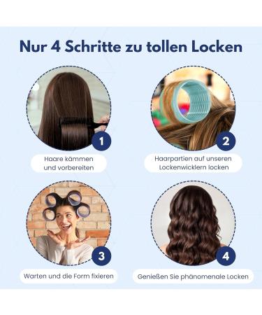 Ponik's Jumbo Hair Roller Curlers Set - 6 Self-Adhering Curlers (51mm) for Perfect Curls - Blue - Buy Online on GoSupps.com