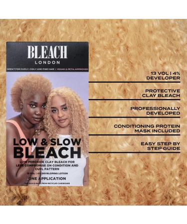 Bleach London Low and Slow Bleach Kit - Gentle Lightening for Curly, Coily, Fine Hair - Lifts 6 Levels - Includes Bond Restoring Mask - All Hair Types - Buy Online on GoSupps.com