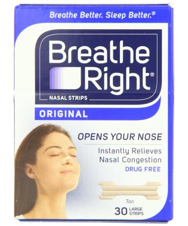 Breathe Right Nasal Strips, Large,tan, 30-count Boxes (Pack of 2) 30 Count (Pack of 2) Tan
