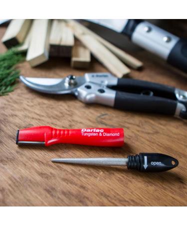 Darlac 2-in-1 Tungsten and Diamond Garden Tool Sharpener - Red | Ideal for Damaged Steel and Fine Blades - Buy Online on GoSupps.com