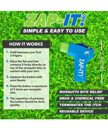 ZAP-IT Mosquito Bite Relief - Fast Acting Anti Itch Treatment - Kid Safe & Chemical Free - Non Toxic Bug Bite Device - Reduce Swelling - 1 Pack - Buy Online on GoSupps.com