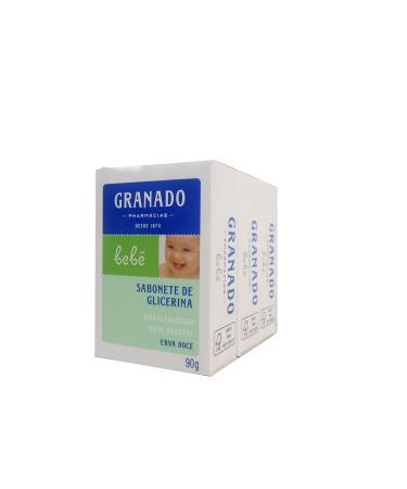 Linha Bebe Granado - Sabonete em Barra de Glicerina Erva-Doce (3 x 90 Gr) - (Granado Baby Collection - Fennel Glycerin Bar Soap Net (3 x 3.2 Oz))