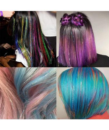 XFTOPSE Hair Tinsel 8 Colors Heat Resistant Sparkling Shiny Silk Fairy Hair for Women Girls Kids Glitter Extensions Tinsel Hair Kit for Cosplay Party Halloween Christmas Dress up - Buy Online on GoSupps.com
