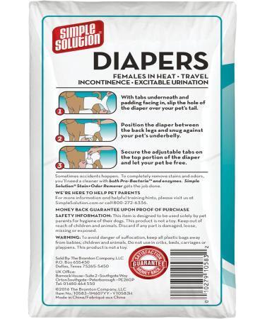 Simple Solution Disposable Dog Diapers for Bitches - Super Absorbent & Spout-Safe Fit - Nativity Indicator 24 Pack S (2 Series Pack) - Buy Online on GoSupps.com