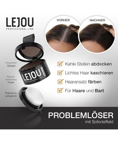 LEJOU Root Powder for Hair Thickening - Light Brown Hair Color & Hairline Compact - Washable 4g - Buy Online on GoSupps.com