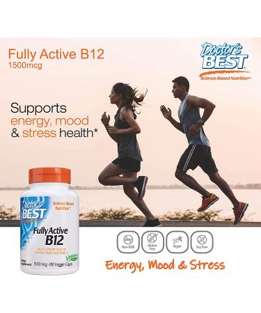 Doctor's Best Fully Active B12 1500 mcg - 180 Veggie Caps for Energy & Wellness - Buy Online on GoSupps.com