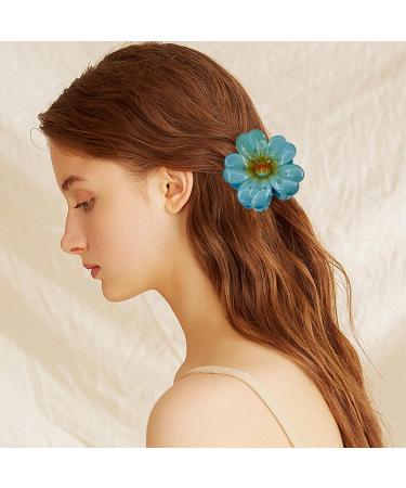 Shakven Flower Claw Clips | 3x Colorful Hair Clip Clamps - Elegant Artificial Plumeria Cute Hair Clips Holiday Floral Hair Accessories for Travel Blue - Buy Online on GoSupps.com