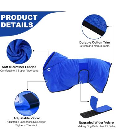 Rongyicare Dog Bathrobe for Large Dogs - Super Absorbent Microfiber Coat with Adjustable Collar & Hood - Navy - Buy Online on GoSupps.com
