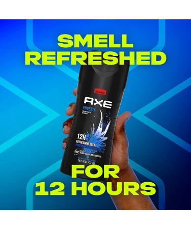 AXE 12h Refreshing Scent Body Wash Phoenix Crushed Mint & Rosemary 16 Fl Oz - Pack of 4 | With 100% Plant-Based Moisturizers for Men - Buy Online on GoSupps.com