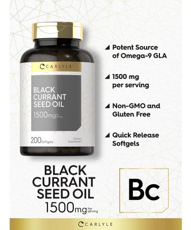 Black Currant Oil Softgels 1500mg 200 Count Non-GMO Gluten Free Formula - Buy Online on GoSupps.com