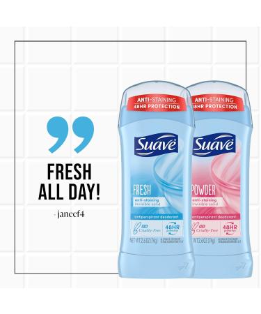 Suave Deodorant Women Antiperspirant Powder and Fresh Bundle 48-Hour Odor & Wetness Protection with Essential Oils anti-staining no baking soda Bundle 4 x 2.6 oz - Buy Online on GoSupps.com