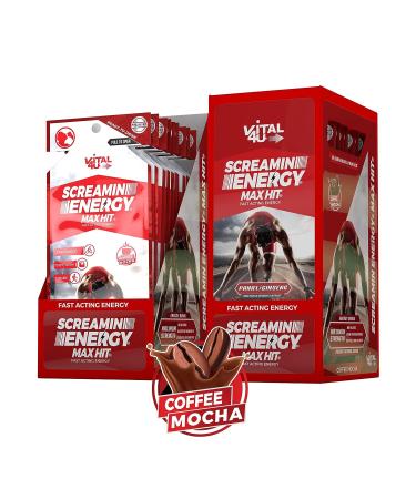 Screamin Energy Max Hit - 24 Ct Maximum Strength Energy Shot with Ginseng, Caffeine & Coffee Mocha - Buy Online on GoSupps.com