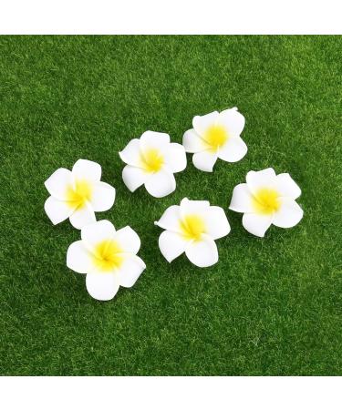Minkissy 100Pcs 6CM Hawaiian Plumeria Foam Flowers - Artificial Frangipani for DIY Hair Hat Wedding & Beach Party Decor (White) - Buy Online on GoSupps.com