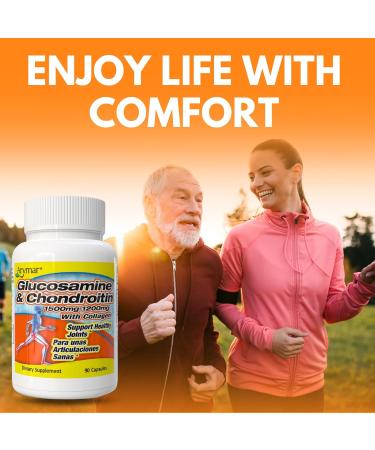 Arymar Glucosamine 1500 mg and Chondroitin 1200 mg with Collagen Joint Health Supplement 90 Capsules - Buy Online on GoSupps.com