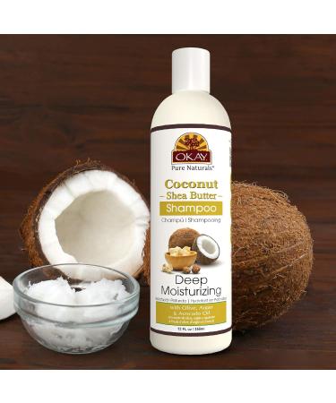 OKAY Coconut & Shea Butter Shampoo - Sulfate Silicone & Paraben Free for All Hair Types - 12oz Made in USA - Buy Online on GoSupps.com