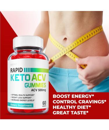 Rapid Keto Gummies - 5 Pack Vegan Formula with ACV & Vitamin B12 | Weight Loss Support (300 Gummies) - Buy Online on GoSupps.com