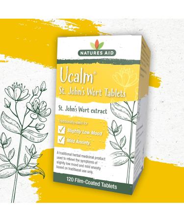 Natures Aid Ucalm St John's Wort 120 Tablets - Relief for Low Mood and Anxiety - Vegan Formula - Buy Online on GoSupps.com