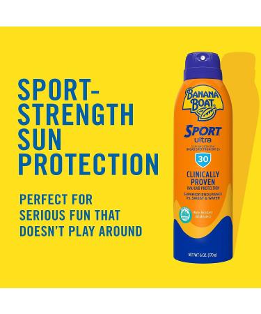 Banana Boat Sport Ultra SPF 30 Sunscreen Spray 6oz | Water Resistant Sunblock with Clear Protection (Oxybenzone-Free) - 6oz - Buy Online on GoSupps.com