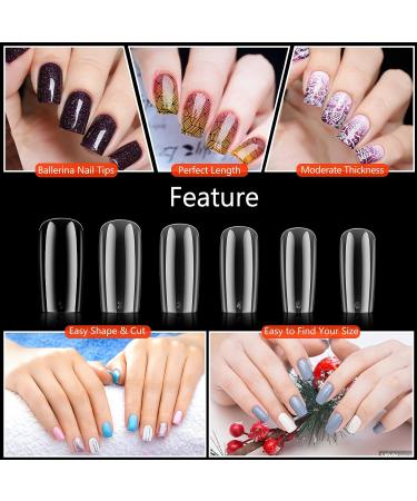 Square Nail Tips BOLASEN Clear Square False Nails with Glue 500Pcs Square Full Cover False Nail Tips Clear Fake Nails Squoval Shape Acrylic Nail Tips for Nail Salon & Home DIY 10 Sizes 501 Count (Pack of 1) - Buy Online on GoSupps.com
