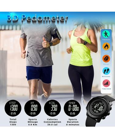 WINKONMU Military Watches with Compass Altimeter Barometer Pedometer Thermometer  Outdoors Watch for Men 1427-Black - Buy Online on GoSupps.com