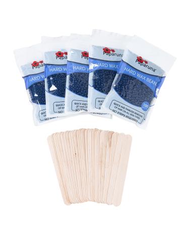 Paparuna lavender hard wax beans 5 100 g bags wax warmer pearls and wooden spatula - for hair removal bikini body legs back face chest face eye brow nose brazil
