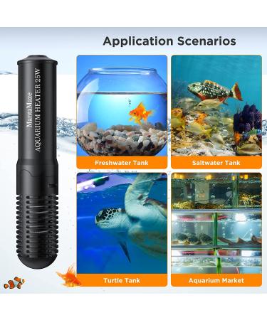 MantaMaze 25W Aquarium Heater for 1-6 Gallon Tanks - Small Automatic Thermostatic Heater for Betta/Turtle Tanks - Preset Temperature 78 F - Buy Online on GoSupps.com