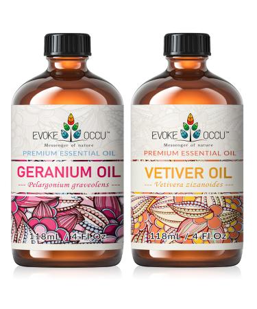 EVOKE OCCU Geranium Essential Oil and Vetiver Essential Oil - 4 Fl Oz