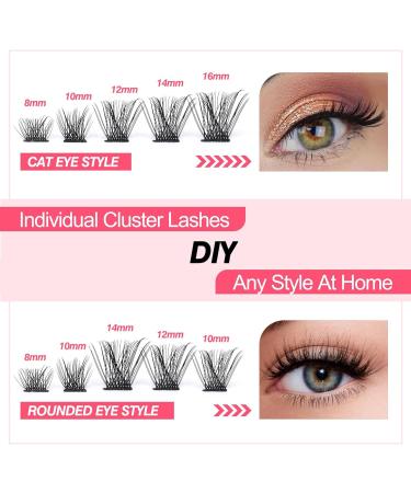 Individual Lash Extension Kit 110pcs 8-16mm D Curl Eye Lash Clusters Women Lash Bond and Seal Glue Strong Hold DIY False Eyelash Extension Applicator Tool Set for Beginner Self Application at Home - Buy Online on GoSupps.com