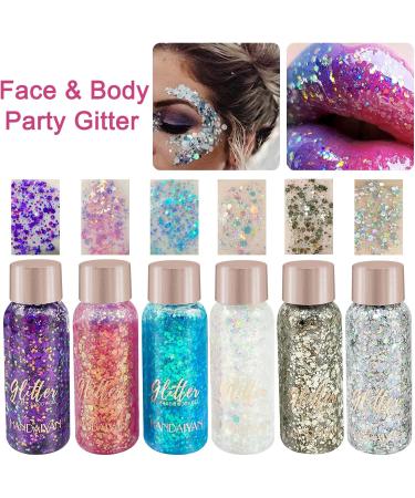 Shop Owelth 6-Piece Body Glitter Gel Set | Mermaid Sequins Chunky Glitter for Makeup Festivals & Parties | Long-Lasting Sparkle - Buy Online on GoSupps.com