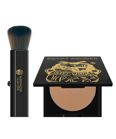 EGYPT -WONDER Compact Set Powder Pearl Highlighter Facial Powder for sunny shimmering skin make -up powder incl. Brush - 10g set: gloss powder & brush
