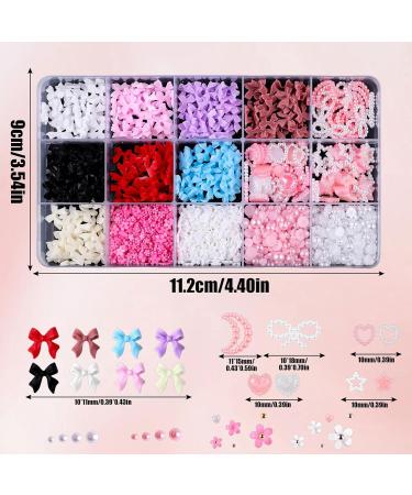 1000 PC 3D Nail Decorations Set - Pink & White Heart Charms Loop Nodes & Strass Stones for DIY Manicure & Jewelry - Buy Online on GoSupps.com